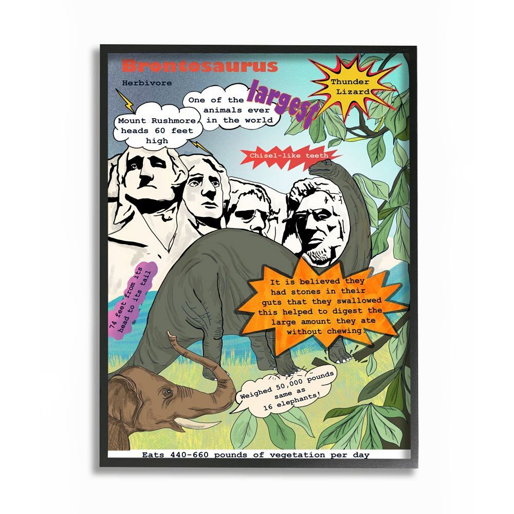 Stupell Home Decor Brontosaurus Facts Framed Wall Art