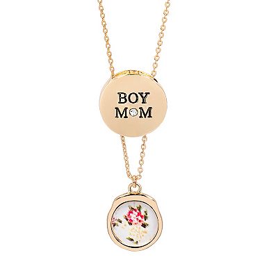 LC Lauren Conrad Gold Tone "Boy Mom" Locket Necklace & Earrings Set