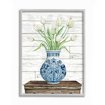 Stupell Home Decor Tulip Bouquet White Framed Wall Art