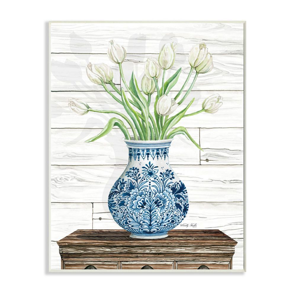 Stupell Home Decor Tulip Bouquet White Plaque Wall Art