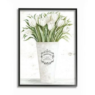 Stupell Home Decor Parisian Tulip Vase Black Framed Wall Art