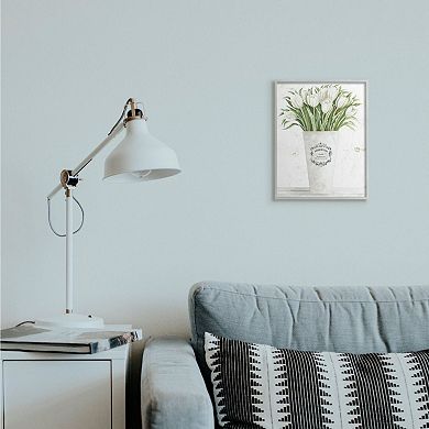 Stupell Home Decor Parisian Tulip Vase White Framed Wall Art