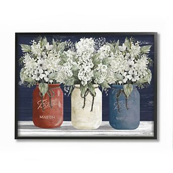 Stupell Home Decor Americana Floral Black Framed Wall Art