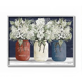Stupell Home Decor Americana Floral White Framed Wall Art