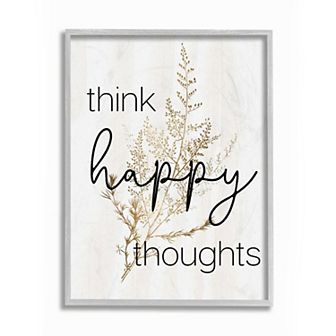 Stupell Home Decor Think Happy Thoughts Minimal Framed Wall Art
