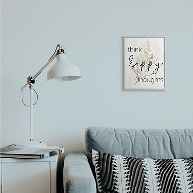 Stupell Home Decor Think Happy Thoughts Minimal Framed Wall Art