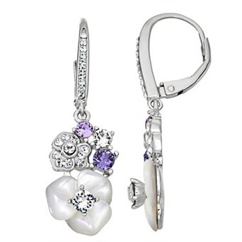 Forever Radiant Crystal & Mother-of-Pearl Flower Dangle Earrings