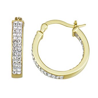 Forever Radiant 14k Gold Over Silver Crystal Inside-Out Hoop Earrings