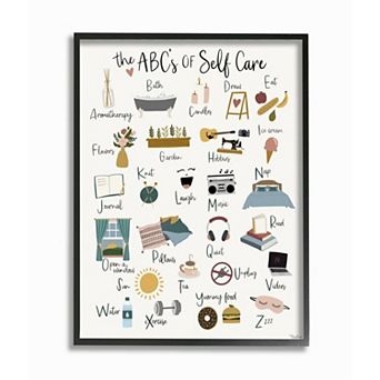 Stupell Home Decor ABCs of Self Care Wall Art - Black Frame