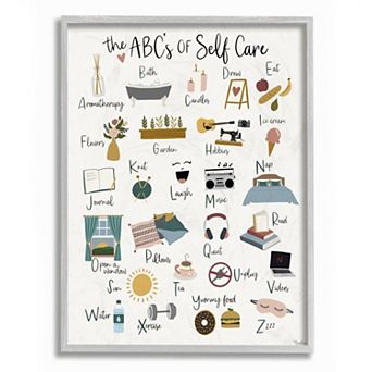 Stupell Home Decor ABCs of Self Care Wall Art - Gray Frame