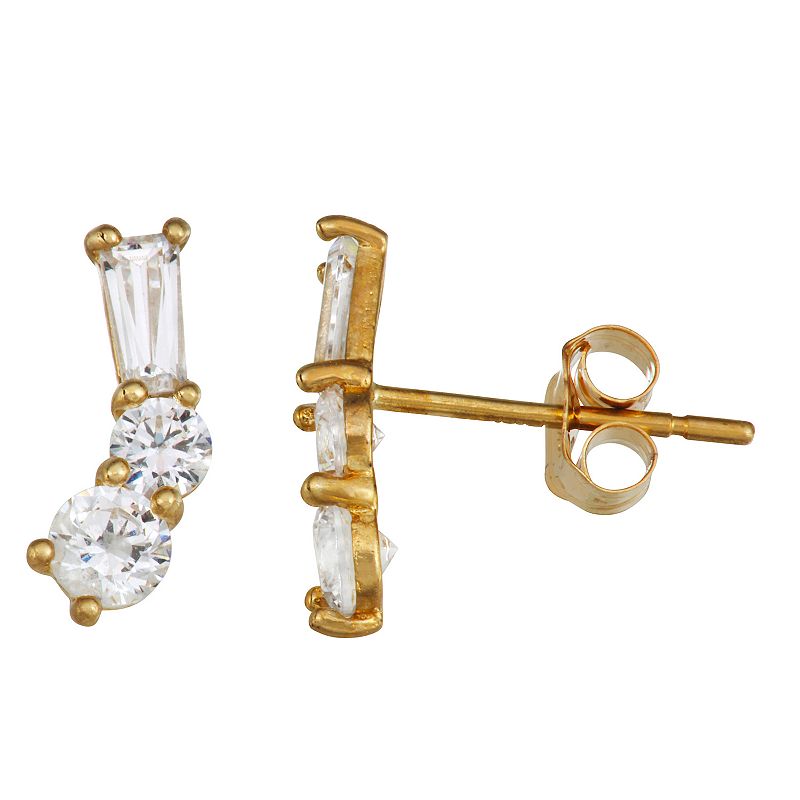 Forever Radiant 10k Gold Multi CZ Stud Earrings, Womens, White