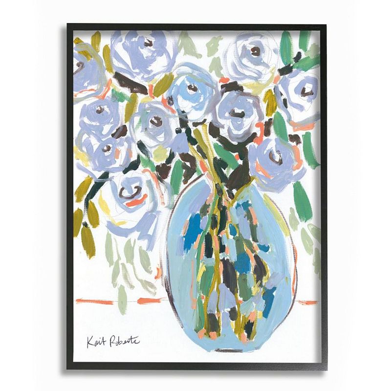 Stupell Home Decor Abstract Blue Pastel Floral Bouquet Organic Lines Wall Art