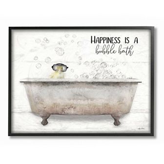 Stupell Home Decor Happiness is a Bubble Bath Quote Bathroom Tub Wall Art
