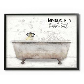 Stupell Home Decor Happiness is a Bubble Bath Quote Bathroom Tub Wall Art