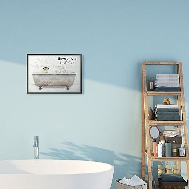Stupell Home Decor Happiness is a Bubble Bath Quote Bathroom Tub Wall Art