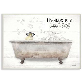 Stupell Home Decor Happiness is a Bubble Bath Quote Bathroom Tub Wall Art