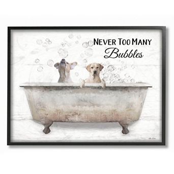 Stupell Home Decor Never Too Many Bubbles Quote Family Pet Dog Bath Wall Art