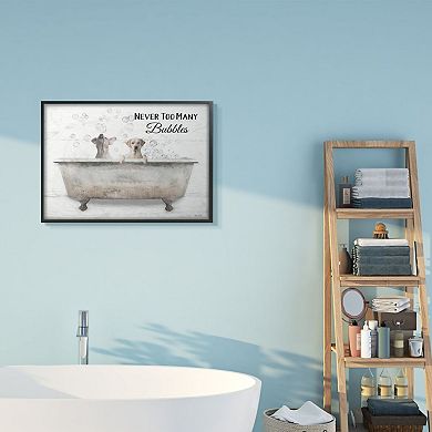 Stupell Home Decor Never Too Many Bubbles Quote Family Pet Dog Bath Wall Art