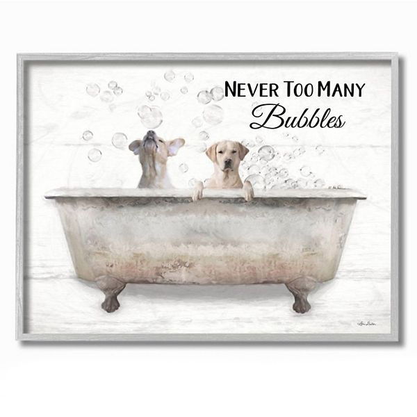 Stupell Home Decor Never Too Many Bubbles Quote Family Pet Dog Bath ...