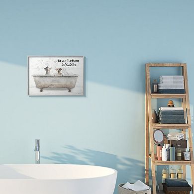Stupell Home Decor Never Too Many Bubbles Quote Family Pet Dog Bath Wall Art