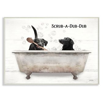 Stupell Home Decor Scrub a Dub Dub Quote Family Pet Dog Bath Plaque Wall Art