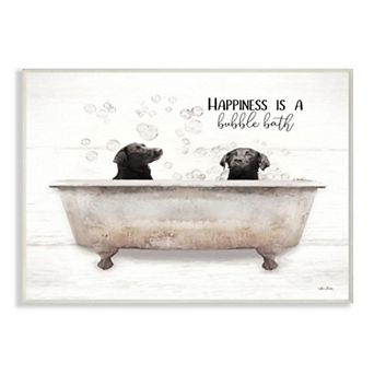 Stupell Home Decor Animal Bathroom Happiness is a Bubble Bath Dog Quote Plaque Wall Art
