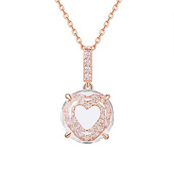 La Lumina 14k Rose Gold Cubic Zirconia Accent Heart Pendant Necklace