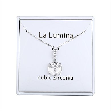 La Lumina Silver-Plated Cubic Zirconia Accent Cross Pendant Necklace 