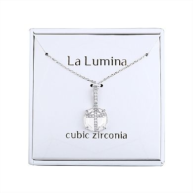 La Lumina Silver-Plated Cubic Zirconia Accent Cross Pendant Necklace