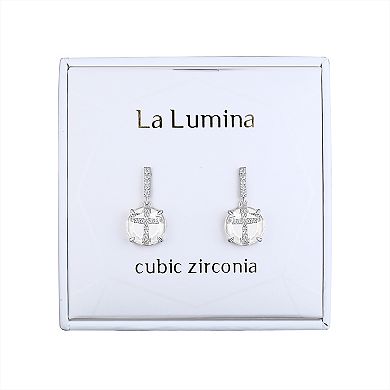 La Lumina Silver-Plated Cubic Zirconia Accent Cross Earrings