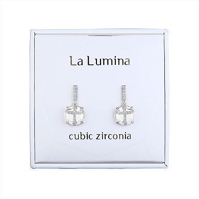 La Lumina Silver-Plated Cubic Zirconia Accent Cross Earrings
