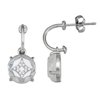 La Lumina Silver-Plated Cubic Zirconia Star Half Hoop Earrings