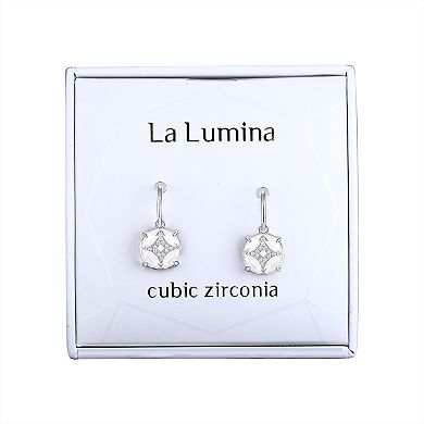 La Lumina Silver-Plated Cubic Zirconia Star Half Hoop Earrings 