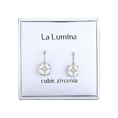 La Lumina Silver-Plated Cubic Zirconia Star Half Hoop Earrings
