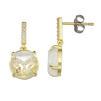 La Lumina 14k Gold Cubic Zirconia Accent Butterfly Earrings