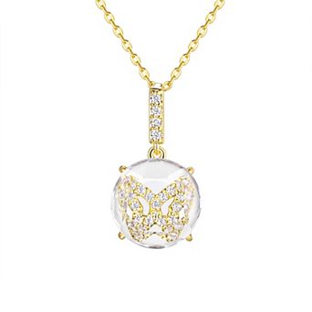 La Lumina 14k Gold Cubic Zirconia Accent Butterfly Pendant Necklace
