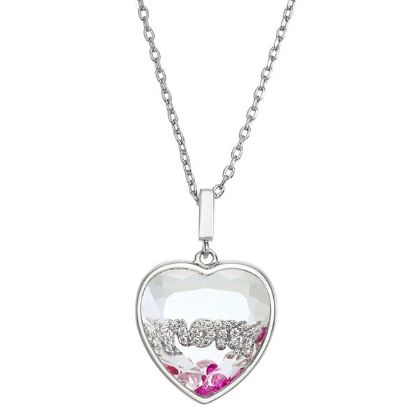 La Lumina Silver-Plated Cubic Zirconia Accent Mom Shaker Pendant Necklace