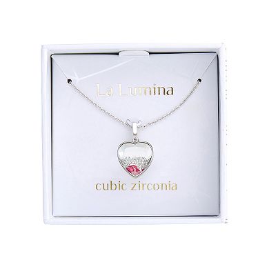 La Lumina Silver-Plated Cubic Zirconia Accent Mom Shaker Pendant Necklace 