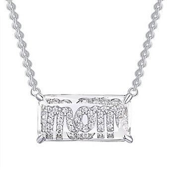 La Lumina Silver-Plated Cubic Zirconia Accent Mom Double Chain Necklace