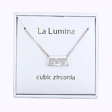 La Lumina Silver-Plated Cubic Zirconia Accent Mom Double Chain Necklace