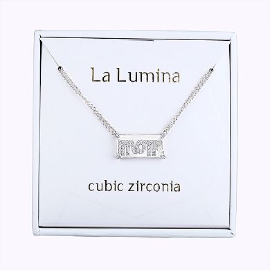 La Lumina Silver-Plated Cubic Zirconia Accent Mom Double Chain Necklace