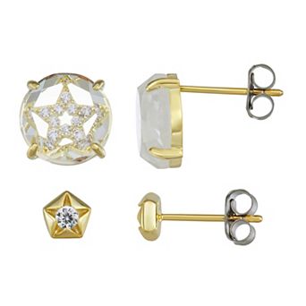 La Lumina 14k Gold Cubic Zirconia Accent Star Stud Earring Set