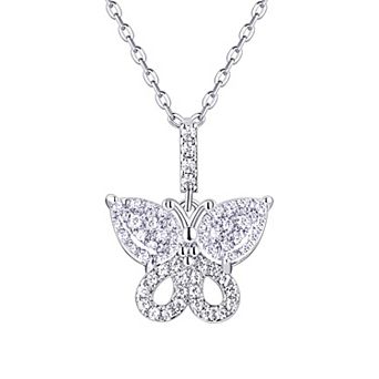 La Lumina Silver-Plated Cubic Zirconia Accent Butterfly Pendant Necklace