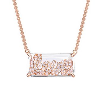 La Lumina 14k Rose Gold Cubic Zirconia Accent Double Chain Love Necklace