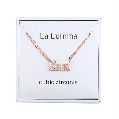 La Lumina 14k Rose Gold Cubic Zirconia Accent Double Chain Love Necklace