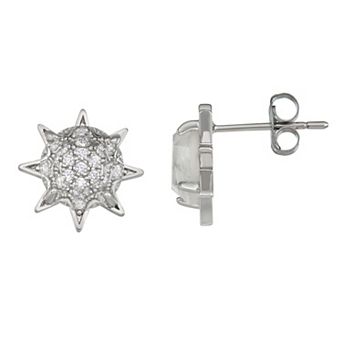 La Lumina Silver-Plated Cubic Zirconia Accent Star Stud Earrings