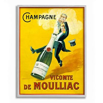 Stupell Home Decor Vintage Illustration Champagne Vicomte de Moulliac Pop Bottle Wall Art