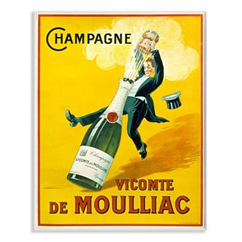 Stupell Home Decor Vintage Illustration Champagne Vicomte de Moulliac Pop Bottle Wall Art