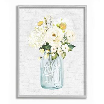 Stupell Home Decor Quaint Spring Floral Bouquet in Simple Blue Jar Wall Art