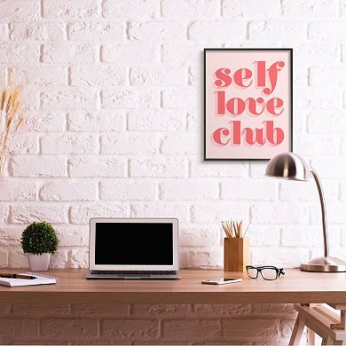 Stupell Home Decor Self Love Club Quote Bold Pink Red Text Color Pop Wall Art